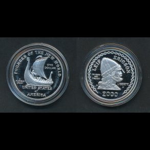 2000, Island, USA, 1 dollar, 1000 �ret for Leifur Eiriksson opdage af Nord-Amerika, proof