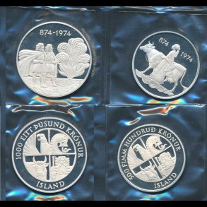 1974, Island, 500 og 1000 kronur, 1100-rs jubilum for bostning, proof