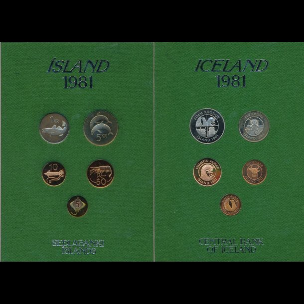 1981, Island, mntst, proof, NEDSAT fra 350,-kr,