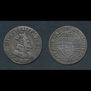 1607, Christian IV, VIII skilling, H93A, 1/1+