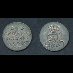 1809, Frederik VI, 1 skilling, slv, 0