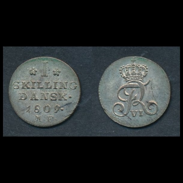 1809, Frederik VI, 1 skilling, slv, 0