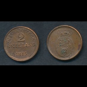 1815, Frederik VI, rigsbanktegn, 2 skilling, 1+