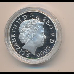 2000, England,  5, Dronningemoderens 100 rsdag, slv, proof