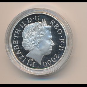 2000, England,  5, Dronningemoderens 100 rsdag, slv, proof