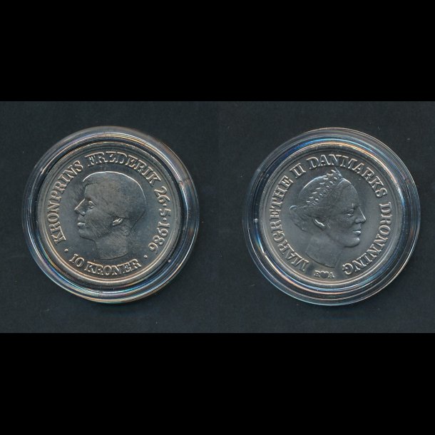 1986, 10 kroner, Kronprins Frederiks 18 rs fdselsdag,  kobbernikkel, 0