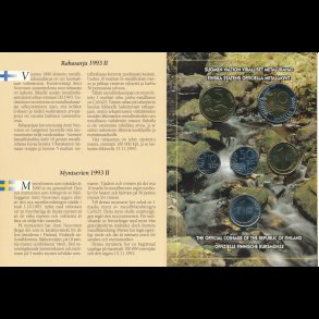 1993/2,  Finland, Finsk mntst, med den sjldne 1 markka i cuni, 4,5 g