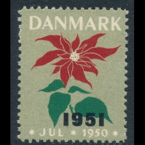 1951 p� 1950, med lige afsk�ret �t tal, julem�rke