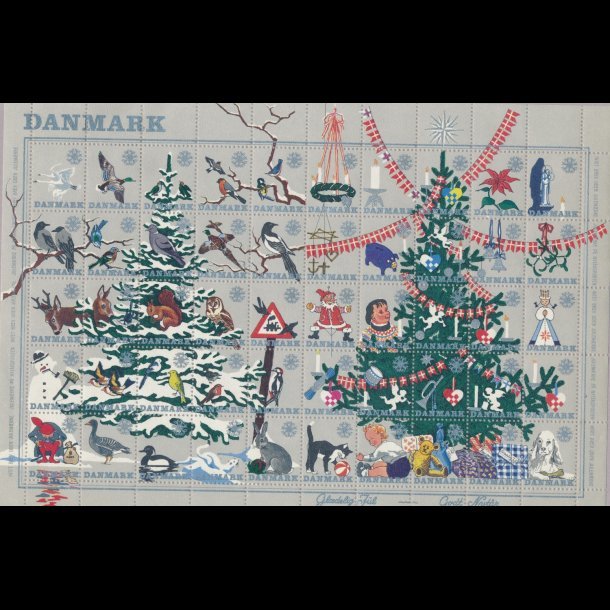 1961, Grantr i sne og inde pyntet til jul, helark, foldet,