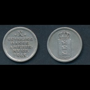 1845, Dansk Vestindien, Christian VIII, X skilling, 