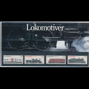 04, Lokomotiver, Souvenirmappe, NEDSAT fra 90,-kr, AFA nr. 985-88,