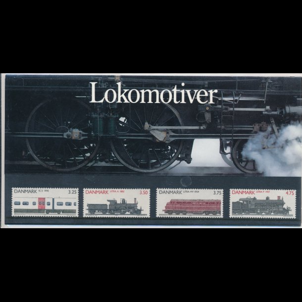 04, Lokomotiver, Souvenirmappe, NEDSAT fra 90,-kr, AFA nr. 985-88,