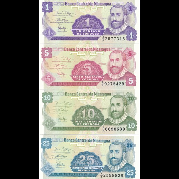 Nicaragua, 1-, 5-, 10-, 25 centavos, 1510/a, *