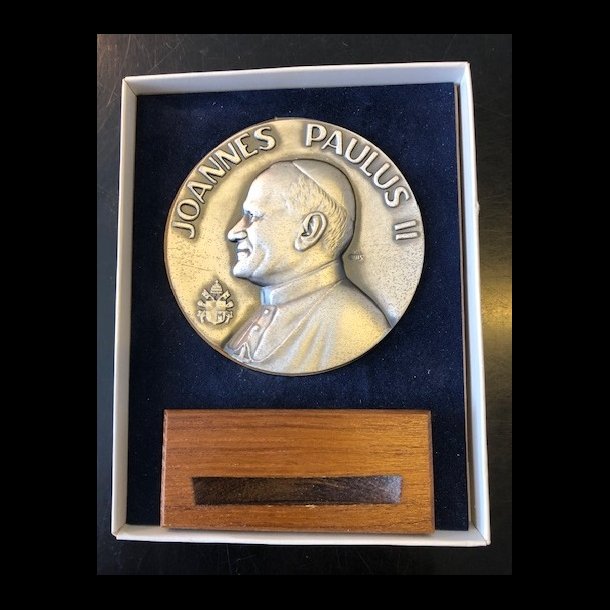 1989, Pave Johannes II, besg i Norden, Sporrong medalje, original ske med holder,