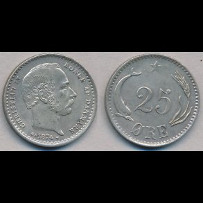 25 øre 1874 - 1922, sølv - kobbernikkel