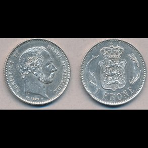 1 krone sølv 1875 - 1916.